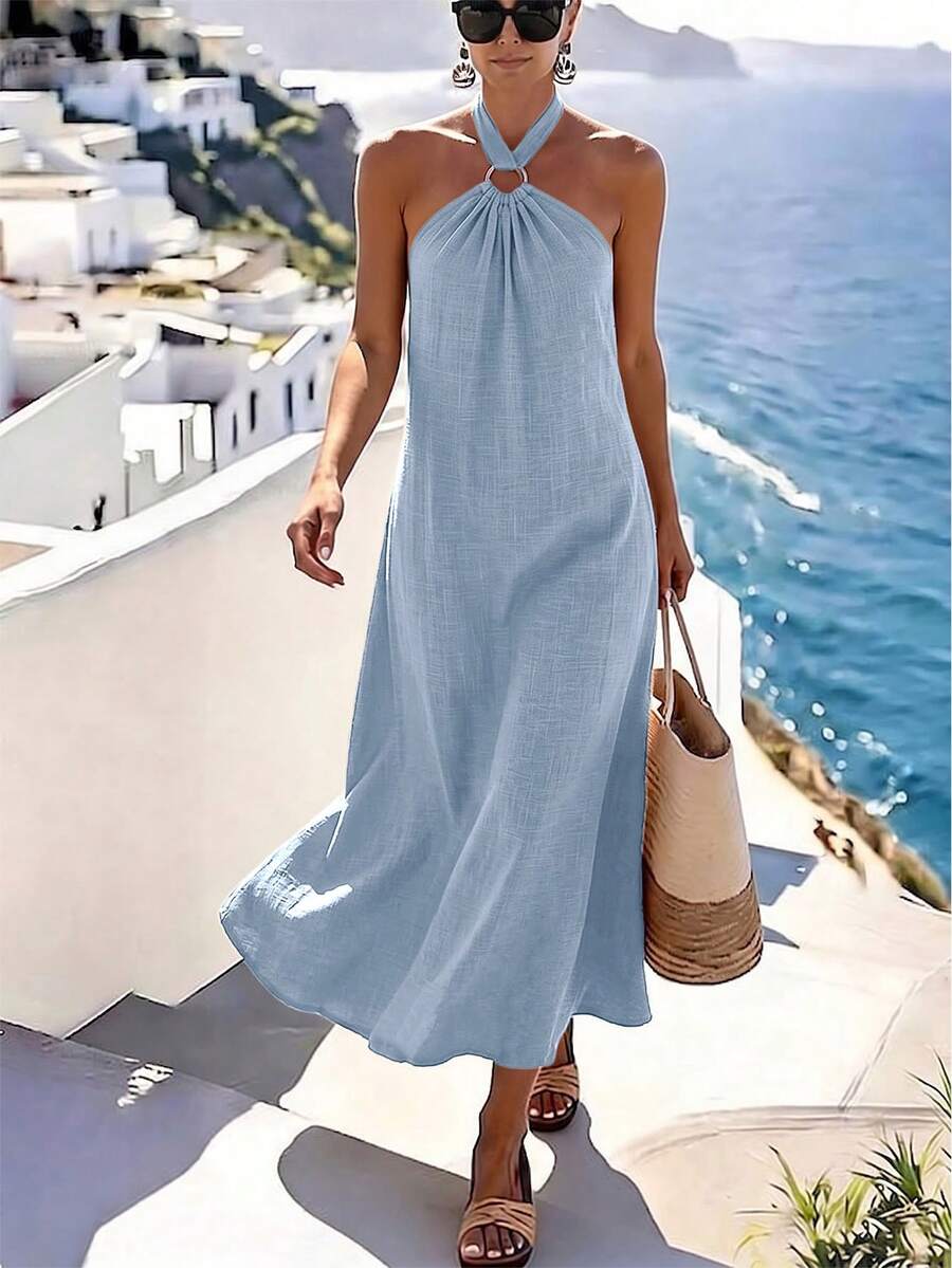 Vestido Saída de Praia Longo Frente Única com Torção - La Lecce
