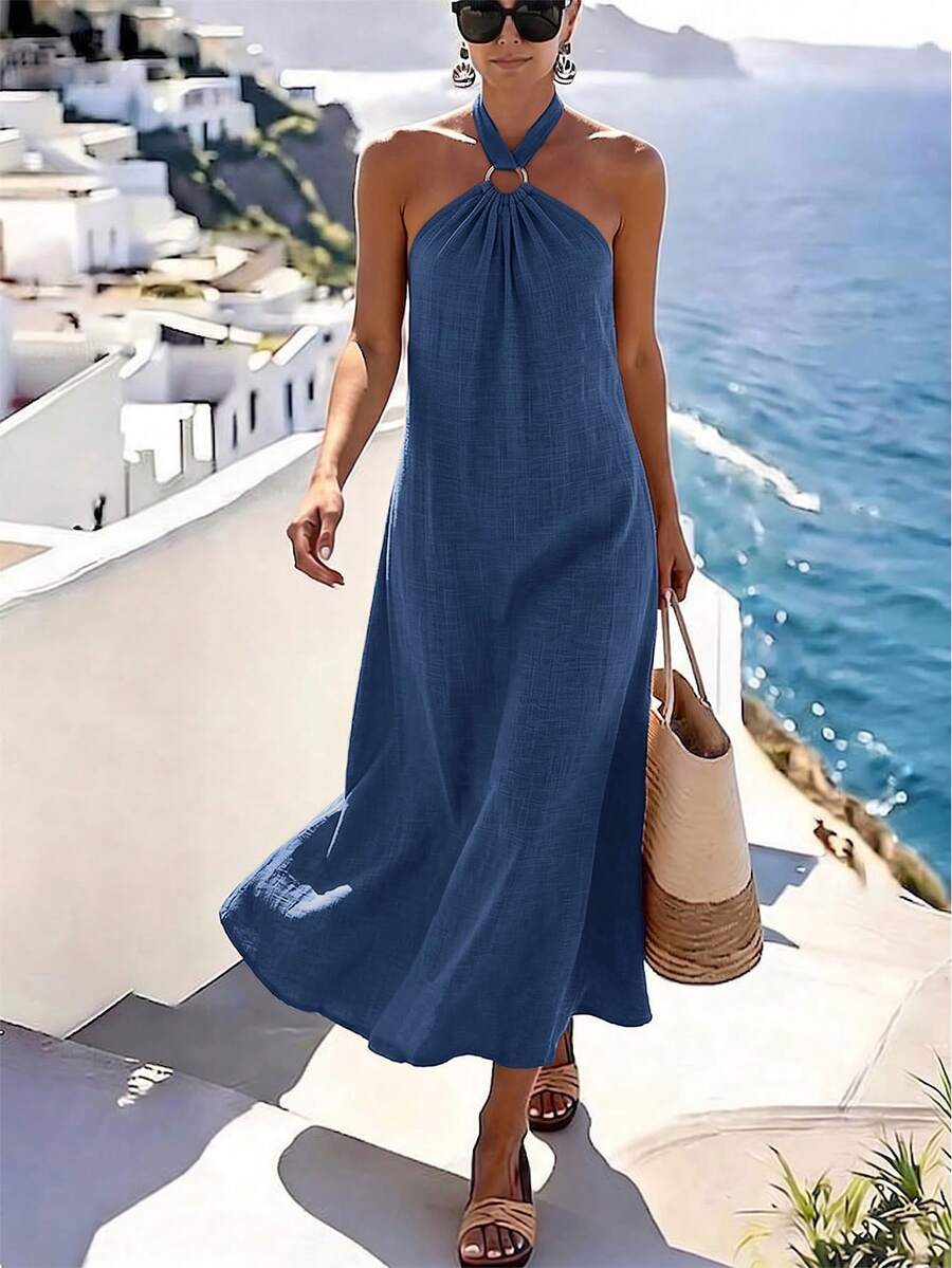 Vestido Saída de Praia Longo Frente Única com Torção - La Lecce