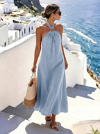 Vestido Saída de Praia Longo Frente Única com Torção - La Lecce