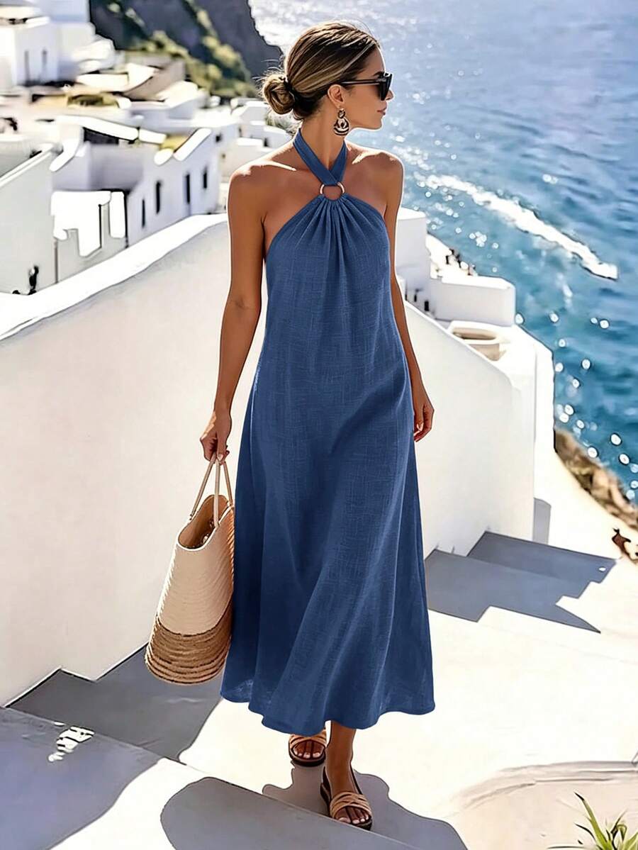 Vestido Saída de Praia Longo Frente Única com Torção - La Lecce