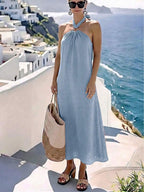 Vestido Saída de Praia Longo Frente Única com Torção - La Lecce