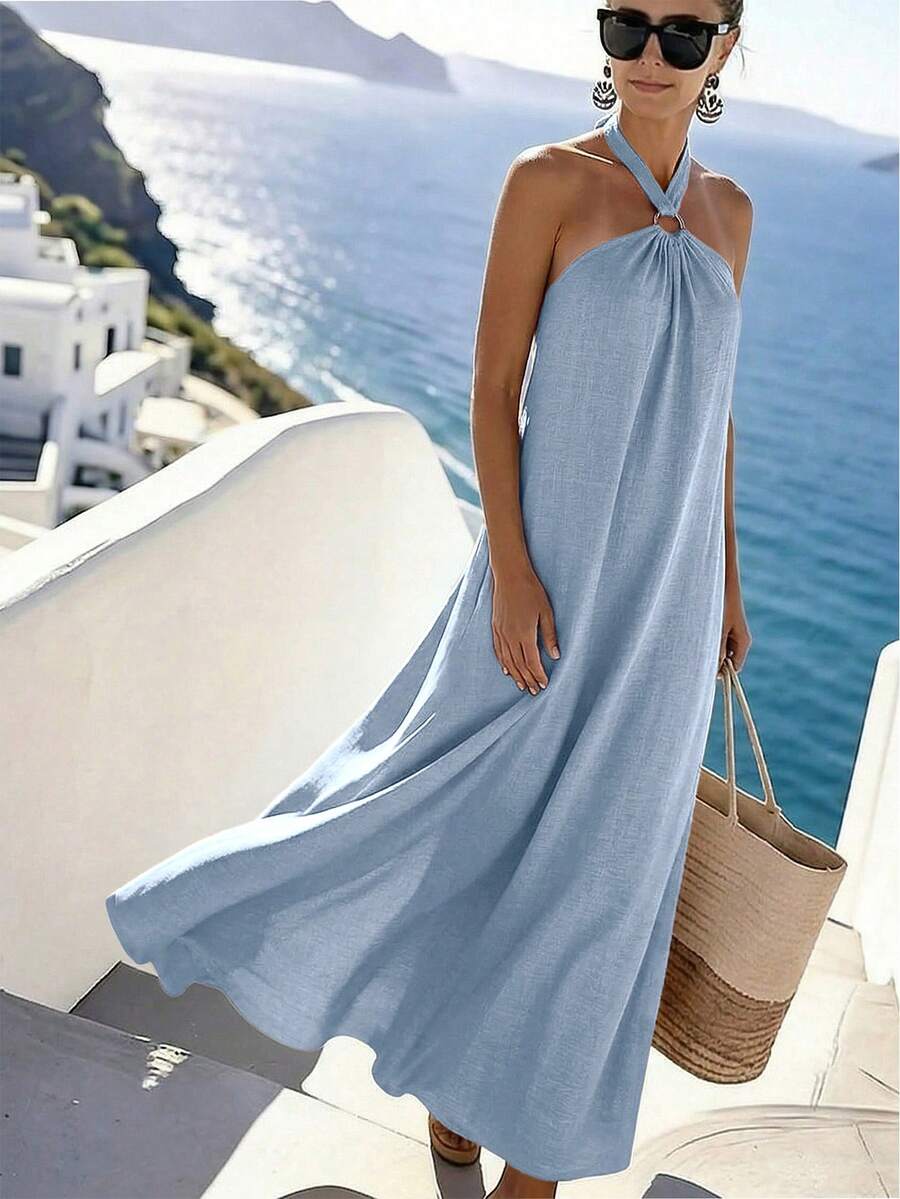 Vestido Saída de Praia Longo Frente Única com Torção - La Lecce