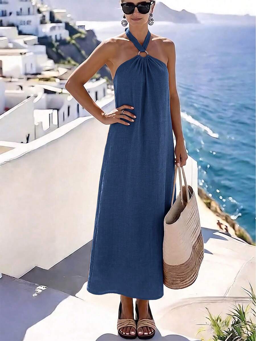 Vestido Saída de Praia Longo Frente Única com Torção