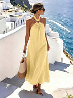 Vestido Saída de Praia Longo Frente Única com Torção