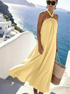 Vestido Saída de Praia Longo Frente Única com Torção
