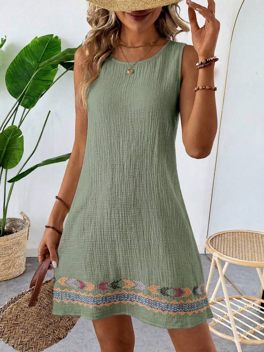 Vestido Curto Boho de Algodão com Bordado - La Lecce
