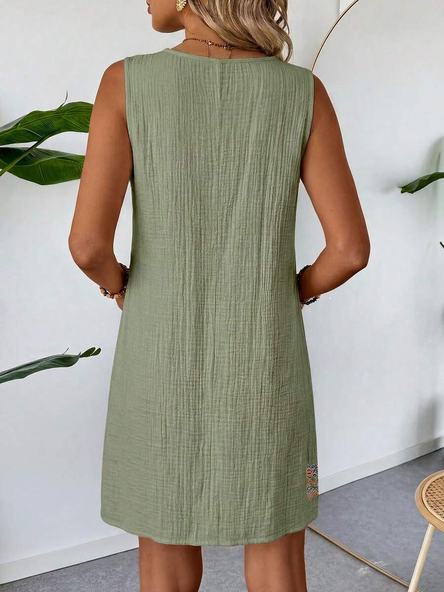 Vestido Curto Boho de Algodão com Bordado - La Lecce