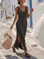 Vestido Saída de Praia em Tricô Sem Mangas