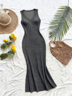 Vestido Saída de Praia em Tricô Sem Mangas