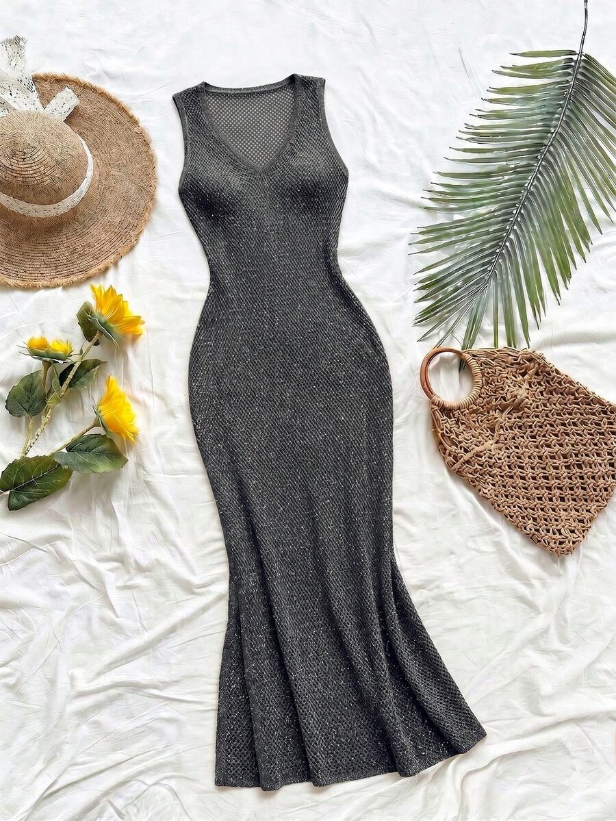 Vestido Saída de Praia em Tricô Sem Mangas