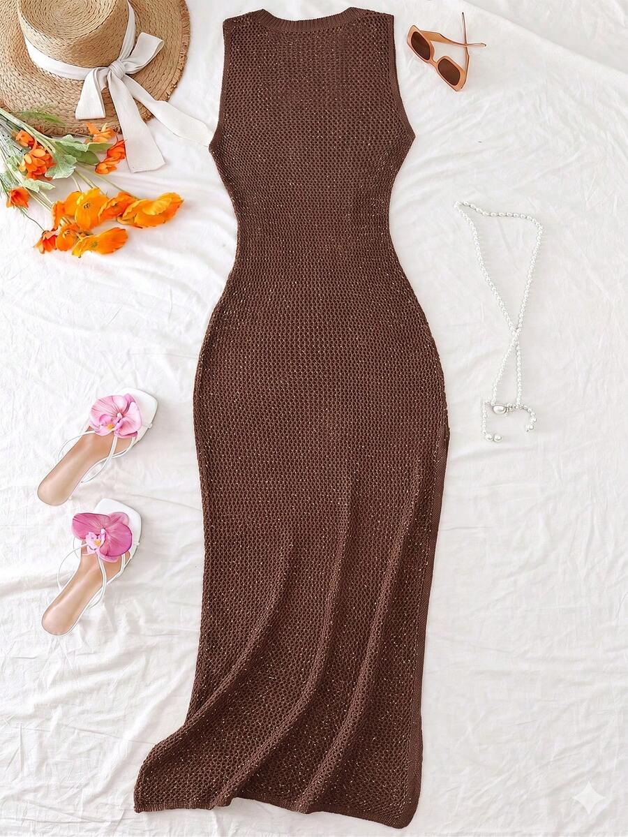 Vestido Saída de Praia em Tricô Sem Mangas