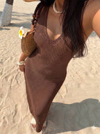 Vestido Saída de Praia em Tricô Sem Mangas
