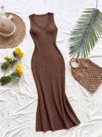 Vestido Saída de Praia em Tricô Sem Mangas