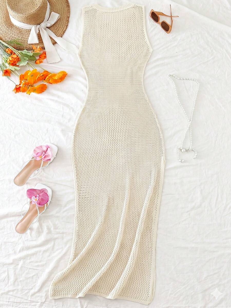 Vestido Saída de Praia em Tricô Sem Mangas