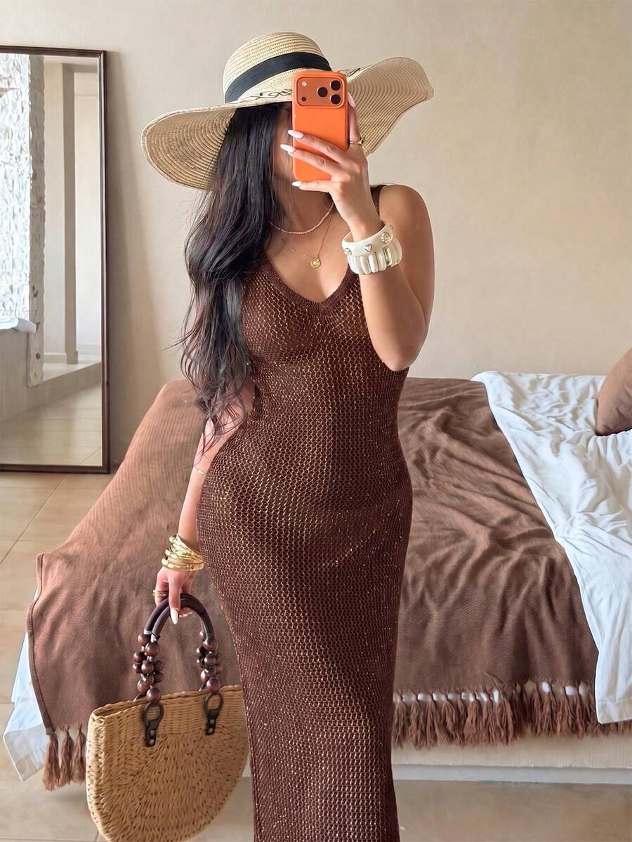 Vestido Saída de Praia em Tricô Sem Mangas