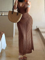 Vestido Saída de Praia em Tricô Sem Mangas
