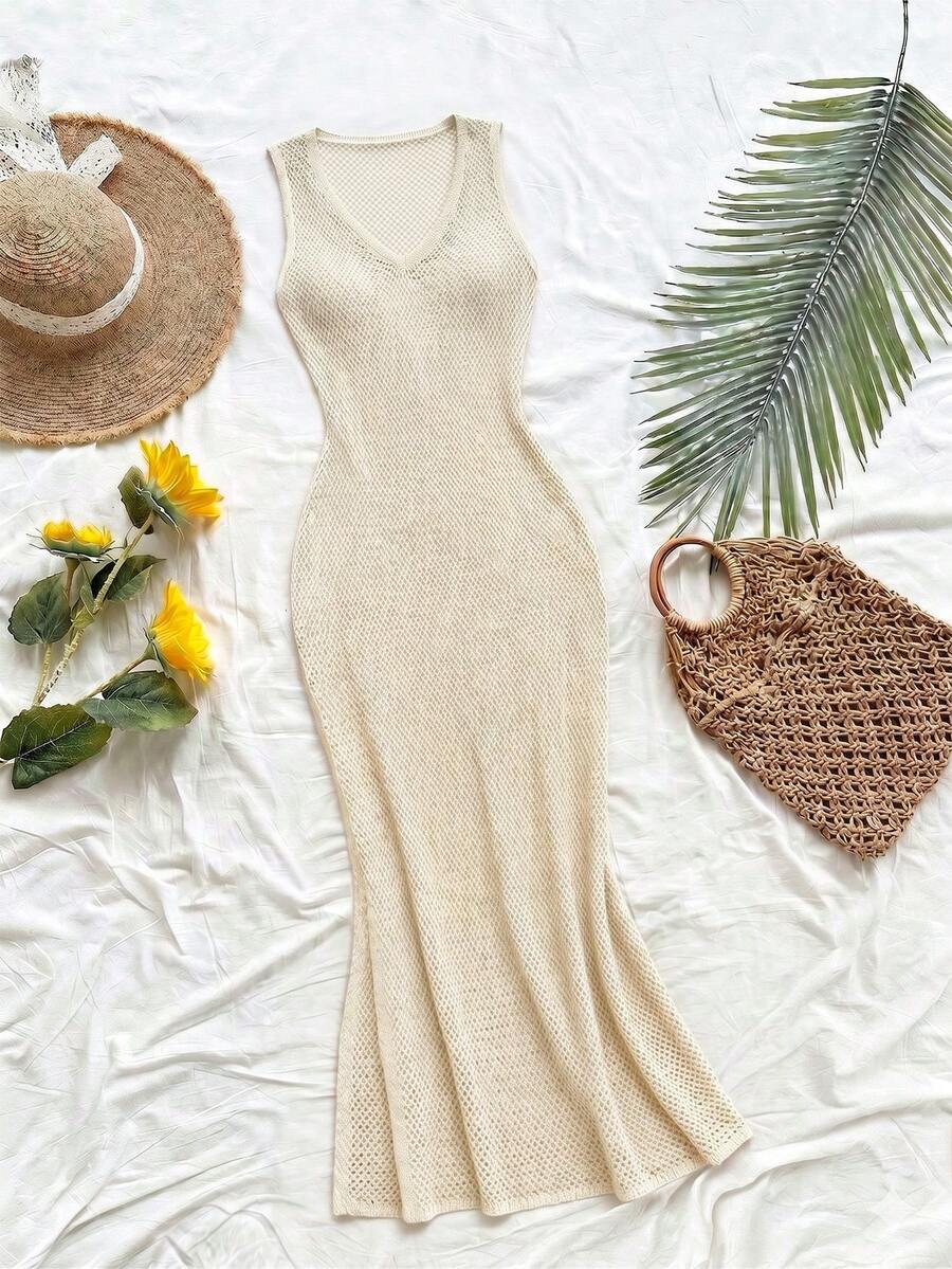 Vestido Saída de Praia em Tricô Sem Mangas