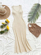Vestido Saída de Praia em Tricô Sem Mangas