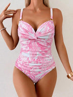 Tankini Franzido com Torção Frontal e Anel Metálico