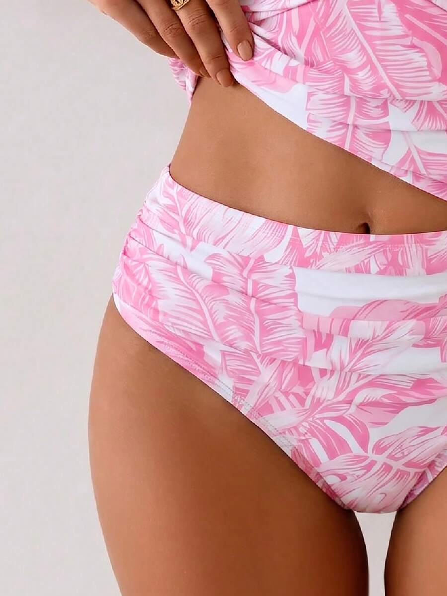 Tankini Franzido com Torção Frontal e Anel Metálico