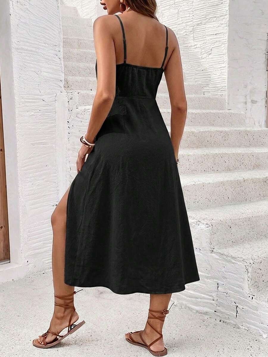 Vestido Camiseta com Amarração e Fenda - La Lecce