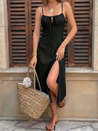 Vestido Camiseta com Amarração e Fenda - La Lecce