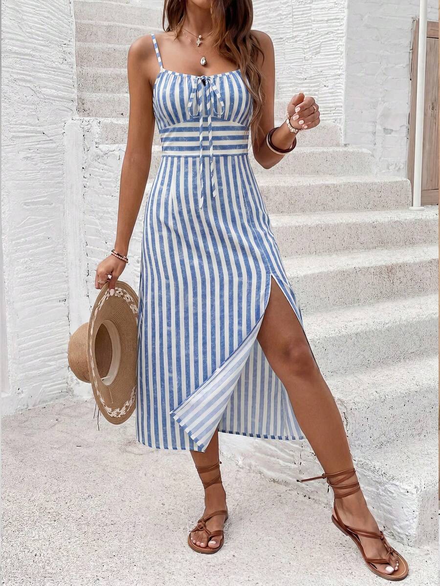 Vestido Camiseta com Amarração e Fenda - La Lecce