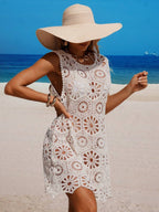 Vestido Saída de Praia Longo em Crochê com Gola Redonda - La Lecce