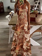 Vestido Midi de Malha com Estampa Tropical e Recorte Vazado - La Lecce