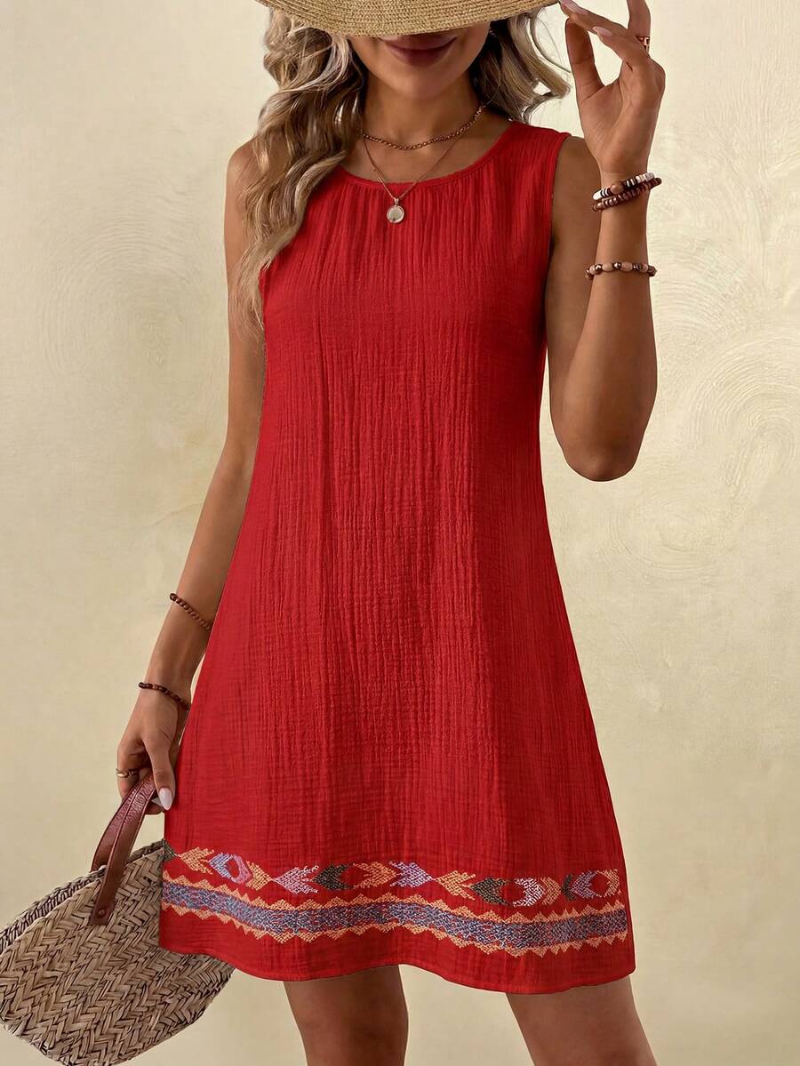 Vestido Curto Boho de Algodão com Bordado - La Lecce