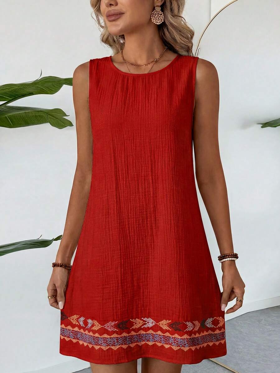 Vestido Curto Boho de Algodão com Bordado - La Lecce