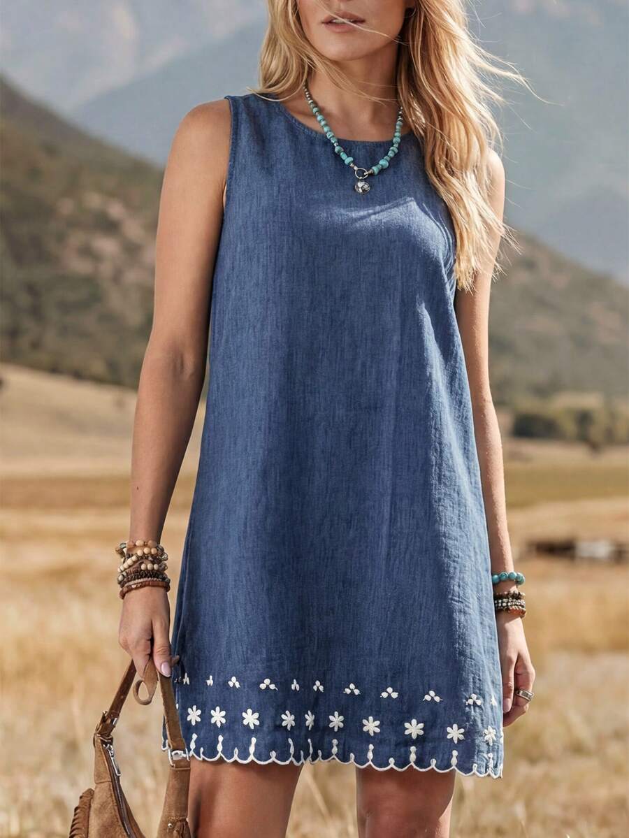 Vestido Curto Boho de Algodão com Bordado - La Lecce
