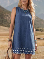 Vestido Curto Boho de Algodão com Bordado - La Lecce