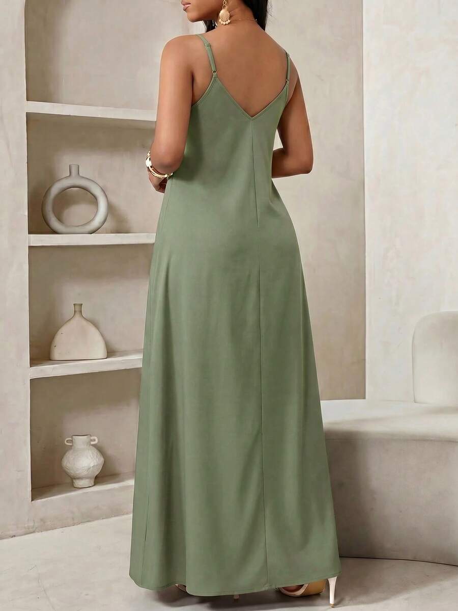 Vestido Longo Floral Decote V com Aplicação de Rosa 3D