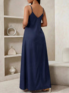 Vestido Longo Floral Decote V com Aplicação de Rosa 3D