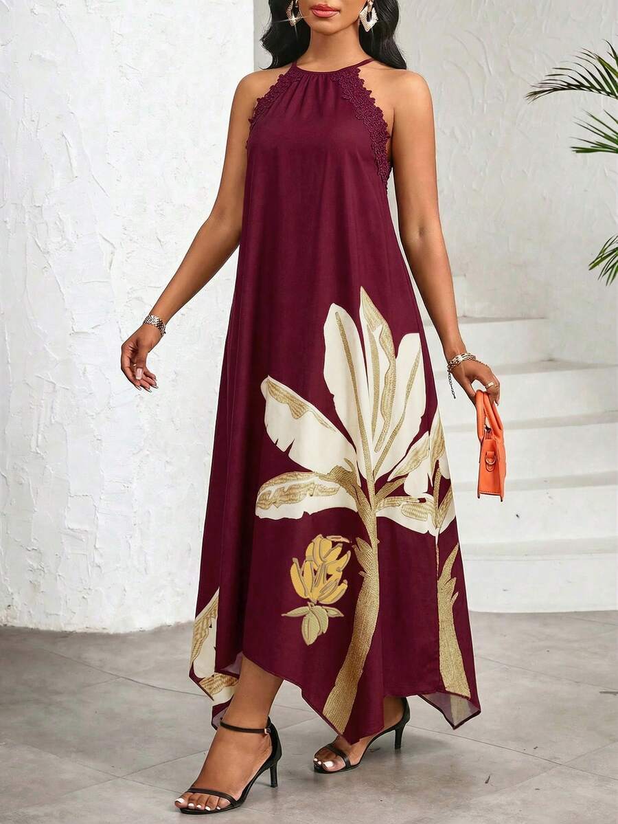 Vestido Maxi Frente Única com Laço e Bainha Assimétrica