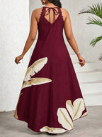 Vestido Maxi Frente Única com Laço e Bainha Assimétrica