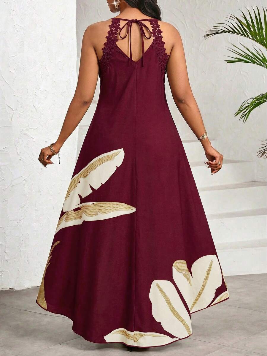 Vestido Maxi Frente Única com Laço e Bainha Assimétrica