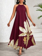 Vestido Maxi Frente Única com Laço e Bainha Assimétrica