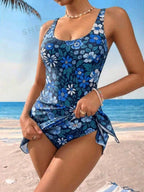 Conjunto de Praia com Saia Transpassada e Nó Lateral