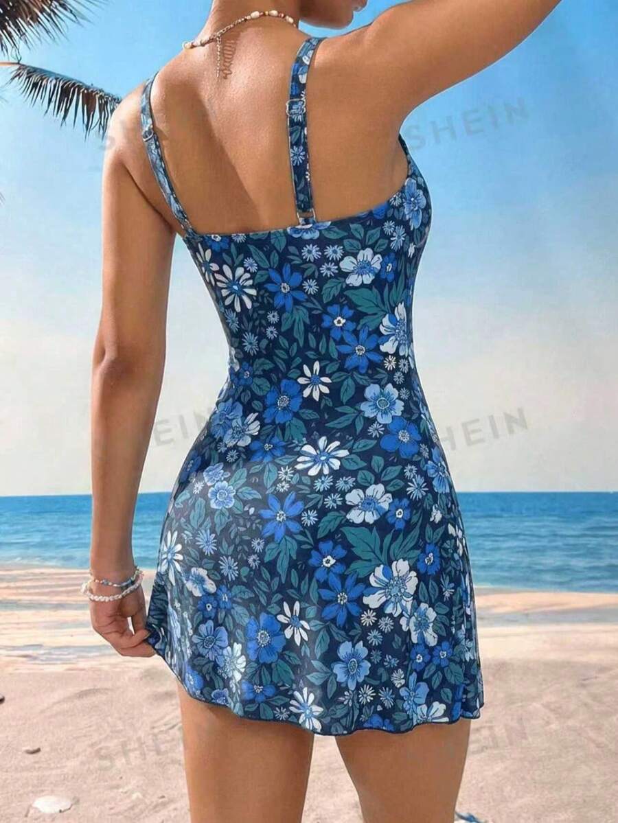 Conjunto de Praia com Saia Transpassada e Nó Lateral