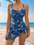 Conjunto de Praia com Saia Transpassada e Nó Lateral