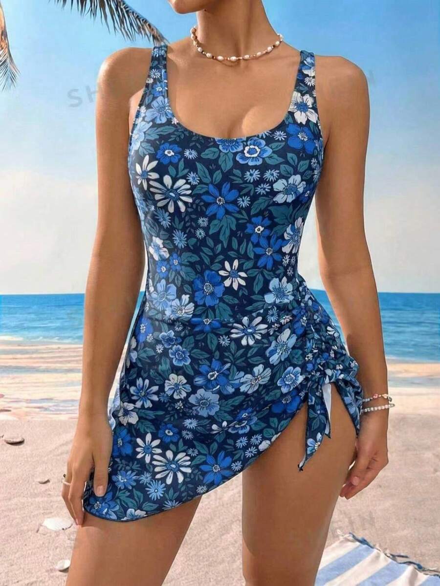 Conjunto de Praia com Saia Transpassada e Nó Lateral