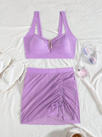 Biquíni 3 Peças com Argola Metálica e Saia de Praia