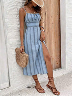Vestido Camiseta com Amarração e Fenda - La Lecce