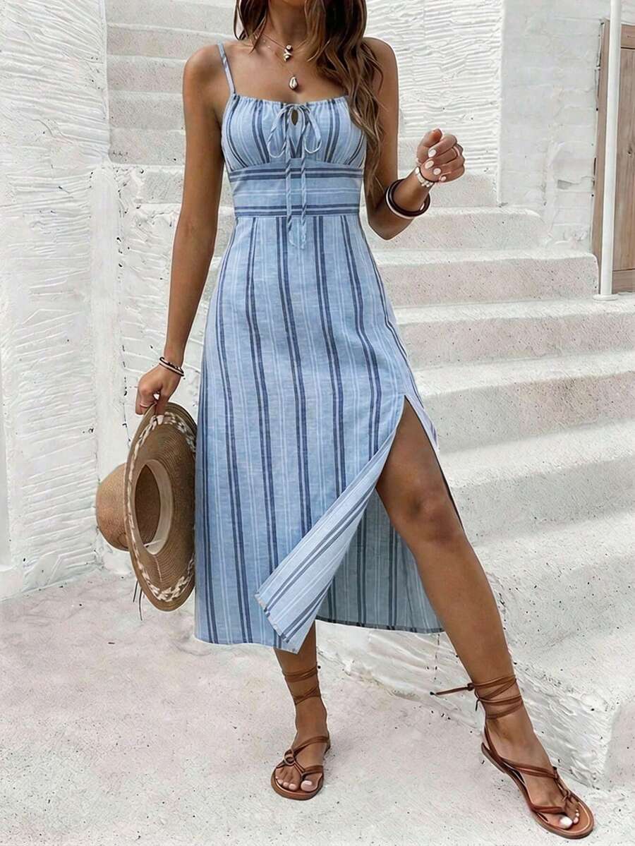 Vestido Camiseta com Amarração e Fenda - La Lecce