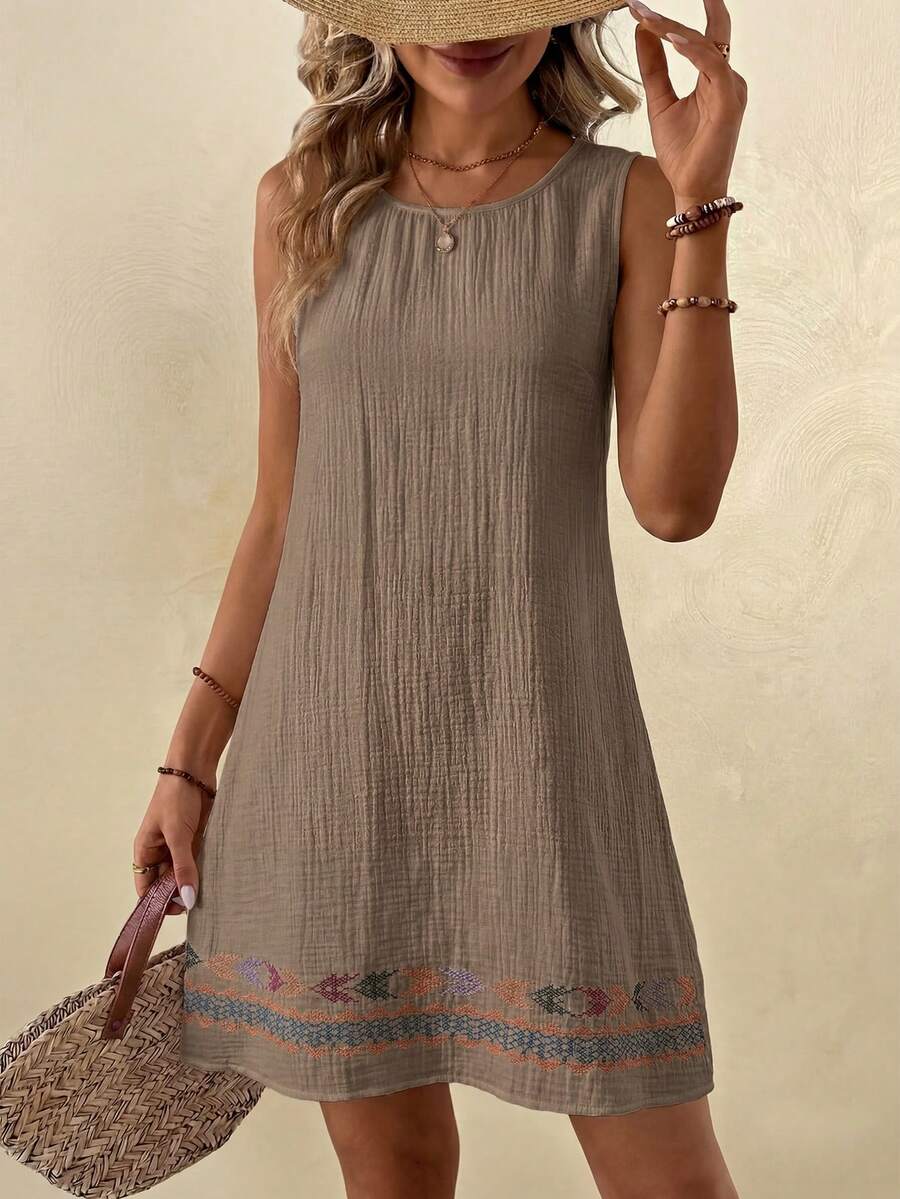 Vestido Curto Boho de Algodão com Bordado - La Lecce