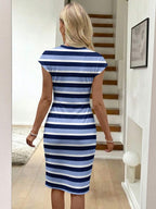 Vestido Midi de Algodão com Detalhe Torcido e Manga Curta - La Lecce