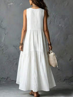 Vestido Longo de Alças Finas com Amarração e Borlas - La Lecce