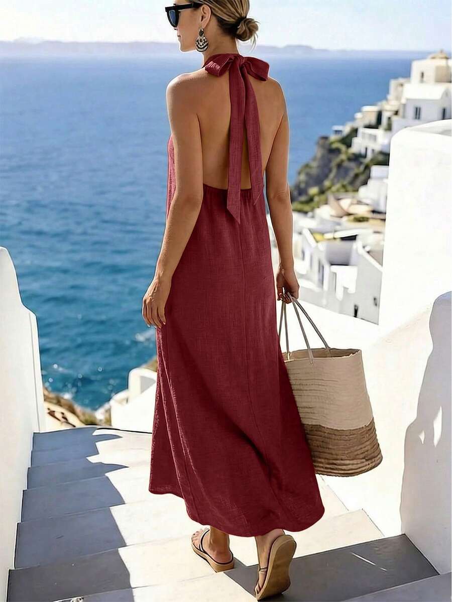 Vestido Saída de Praia Longo Frente Única com Torção